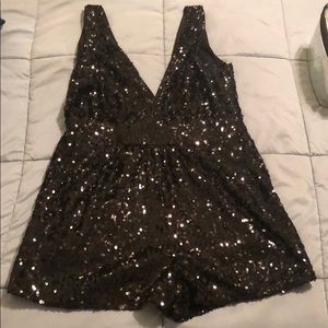 Black Sequin Romper (with pockets!)